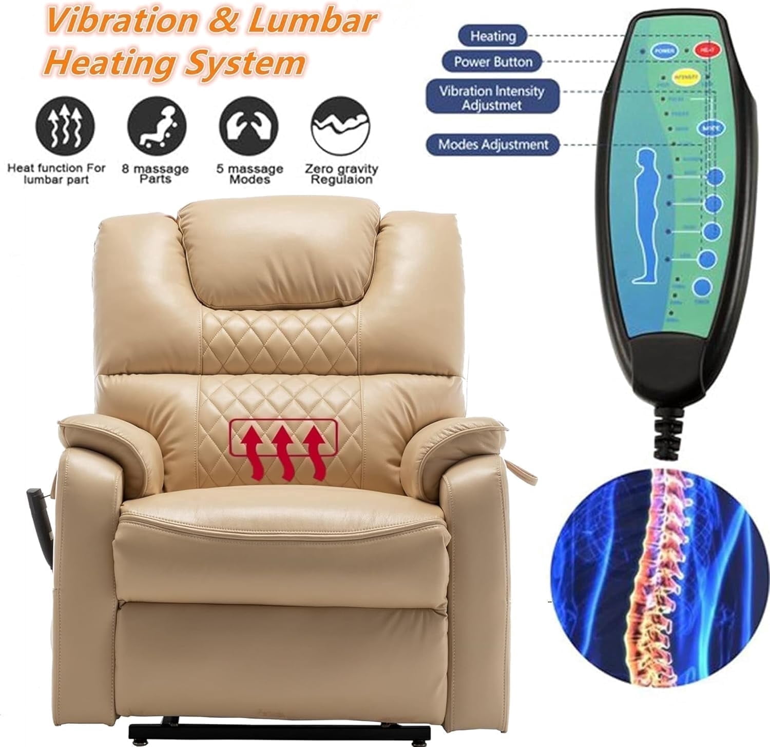 Dual Power Lift Recliner Chair for Elderly with Heat and Massage