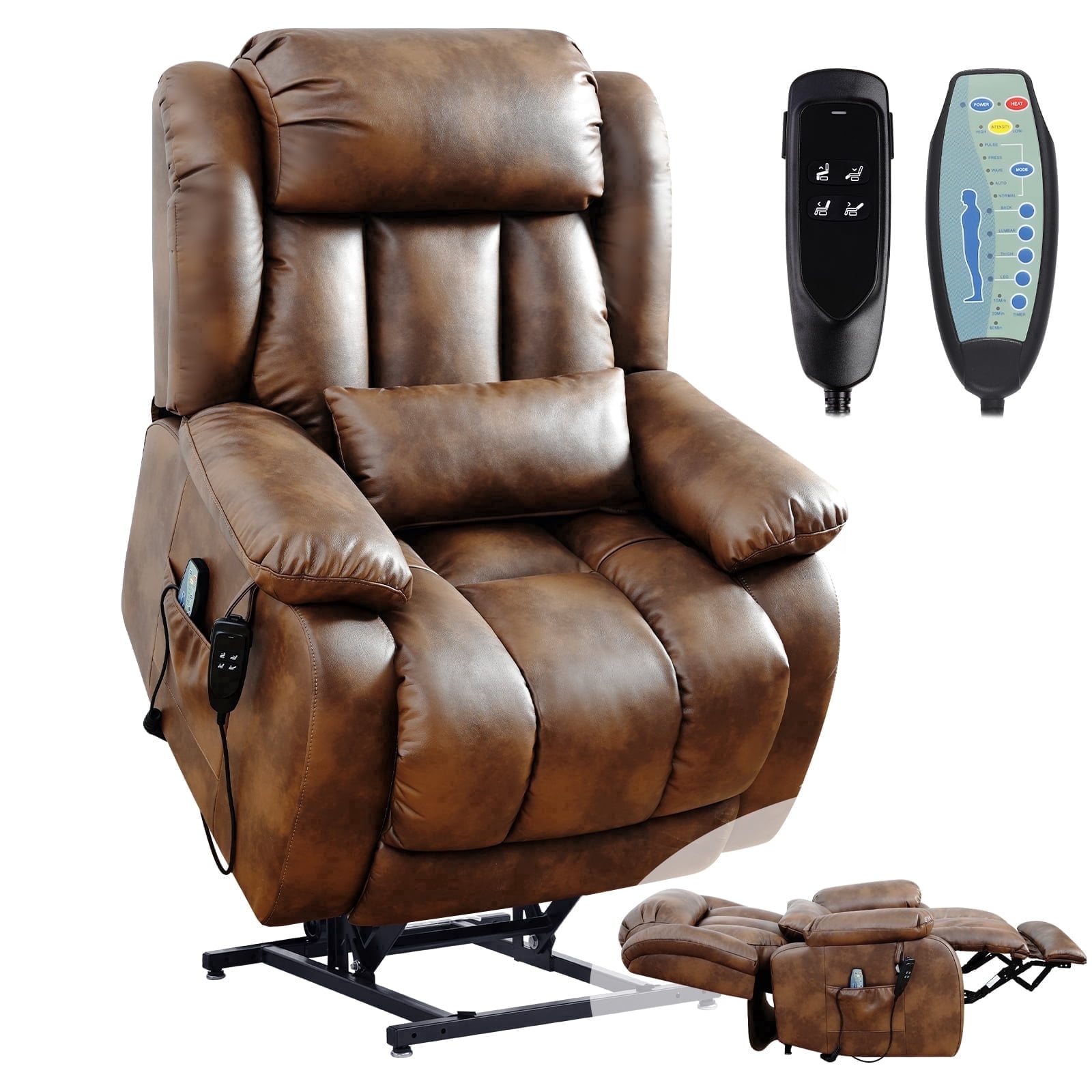 Dual Motor Power Lift Recliner Chair for Elderly, Infinite Position Lay ...