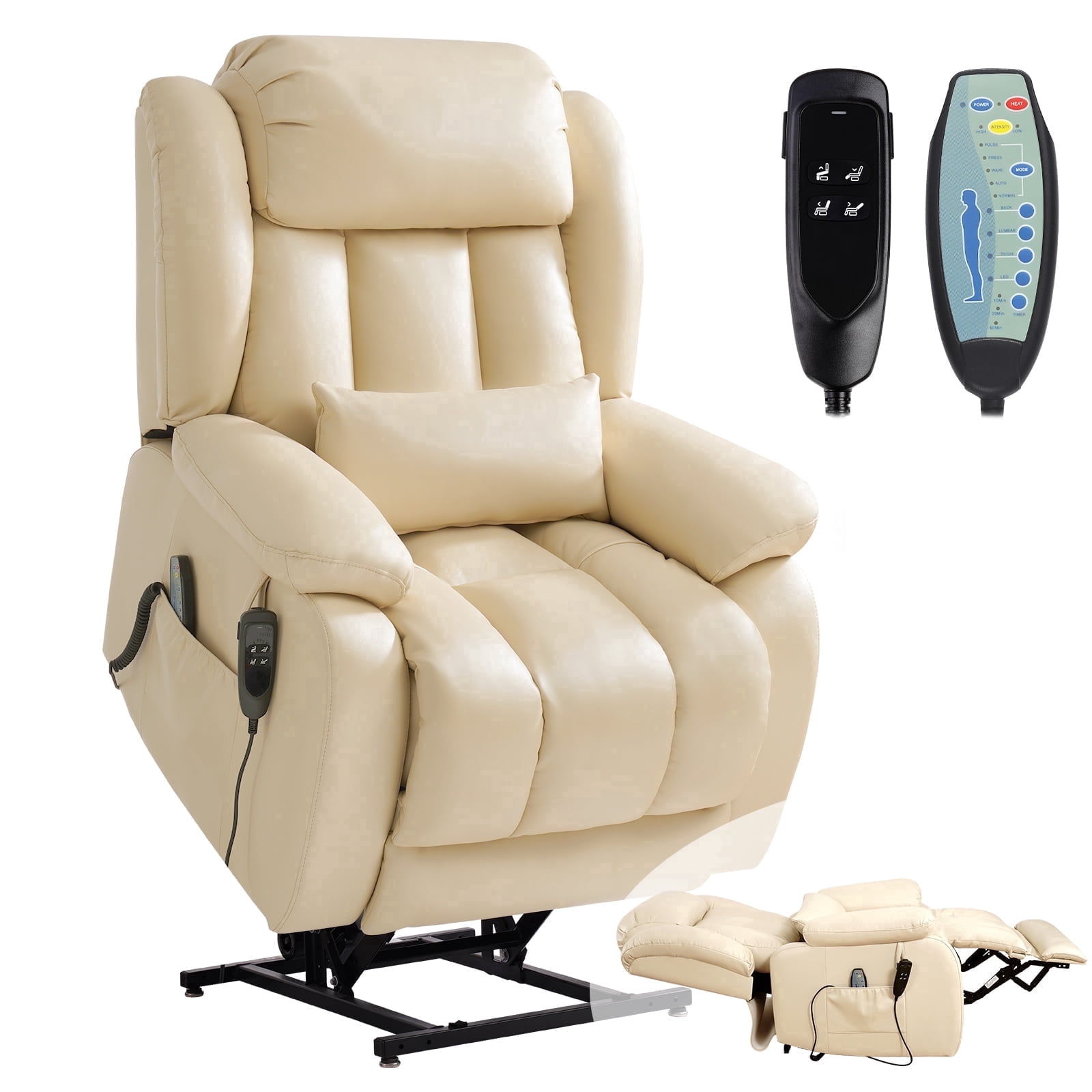 Dual Motor Power Lift Recliner Chair for Elderly, Infinite Position Lay ...