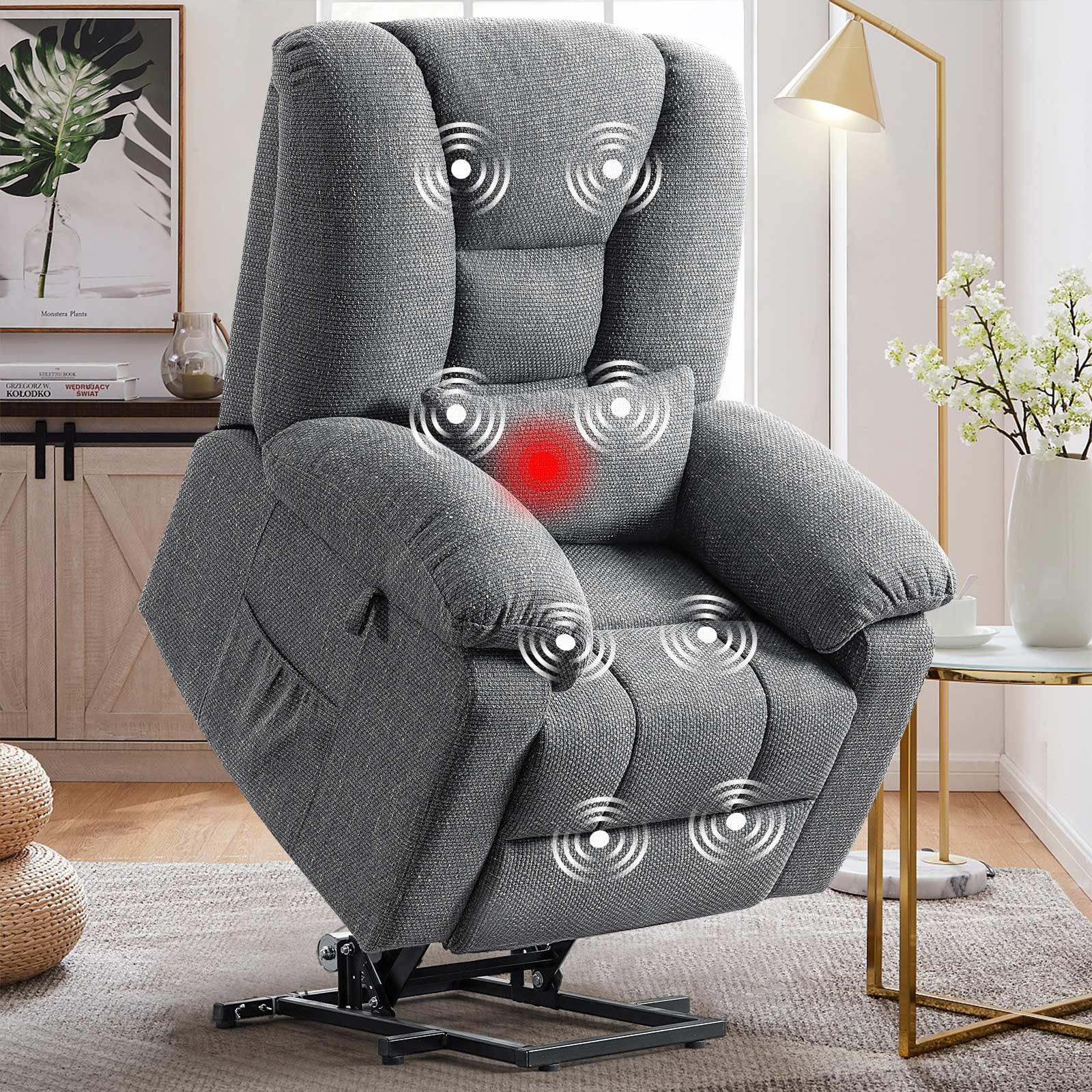 Power Lift Recliner Chair Elderly Electric Vibration Massage Heat