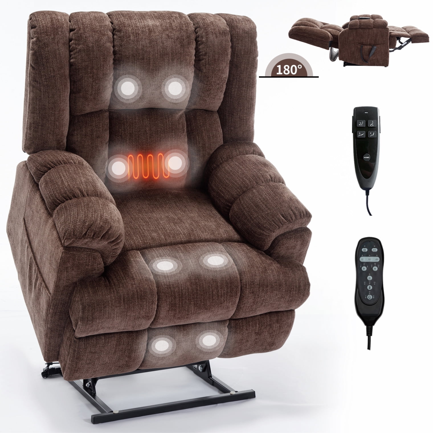 Dual Motor Power Lift Recliner Chair with Heat & Massage for Elderly ...