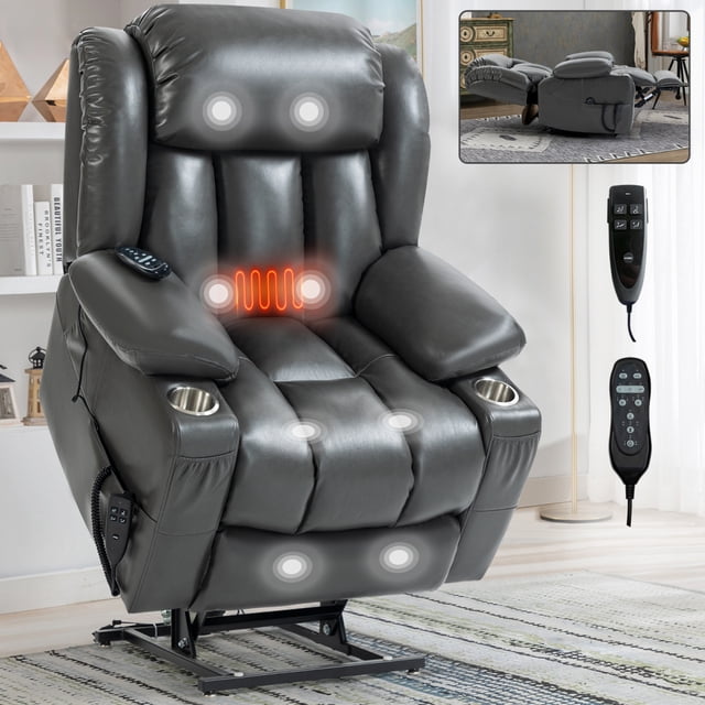Dual Motor Power Lift Recliner Chair with Massage & Heat, Heavy Duty Up