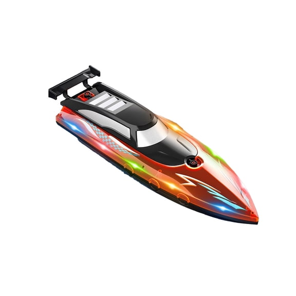 Dual-Motor RC Boat for Adults, 31+ MPH High-Speed Remote Control Speedboat for Pools and Lakes, 2.4GHz, Night Lights, Sealed Waterproof Design, Red (4 Battery)