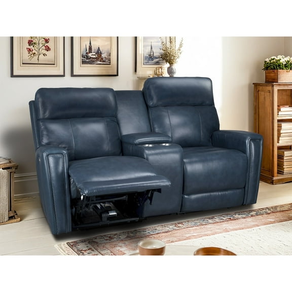 Dual-Power Reclining Sofa 72" Genuine Leather Power Zero Gravity Reclining Loveseat with Powered Adjustable Headrest,USB&USB-C Port