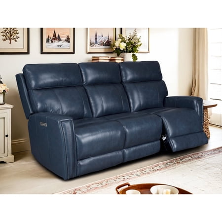 Dual-Motor Reclining Sofa 82" Genuine Leather Power Zero Gravity Reclining Sofa with Powered Adjustable Headrest,USB&USB-C Port