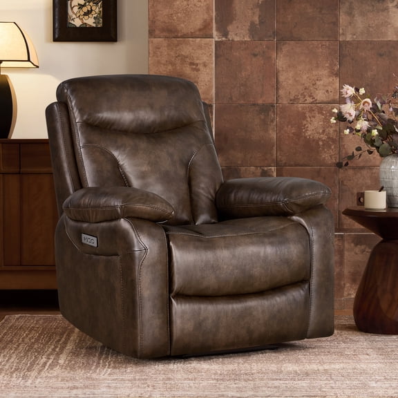 Spruce & SpringDual Motor Wall Hugger Power Recliner with Adjustable Headrest, Tan