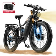 Dual Motors AWD 2000W Electric Bike for Adult 26'' UL2849 48V 30AH Removable Battery E-mountain bike 4.0 Fat Tire up to 35MPH&120Miles Long Range Off-road Ebike Dual Hydraulic&Brakes Electric Bicycle