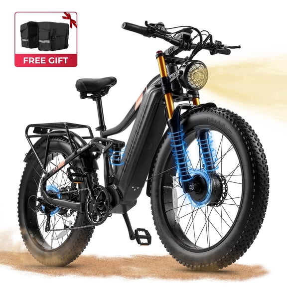Dual Motors AWD 3000W Electric Bike for Adult 26'', UL2849 48V 30AH Removable Battery E-mountain bike 4.0 Fat Tire up to 35MPH&120Miles Long Range Off-road Ebike Beach Dual Hydraulic&Brakes E-Bicycle