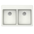 thumbnail image 1 of Dual Mount 33 in. x 22 in. 50/50 Bowl Quartz Kitchen Sink in Alpine White, 1 of 4
