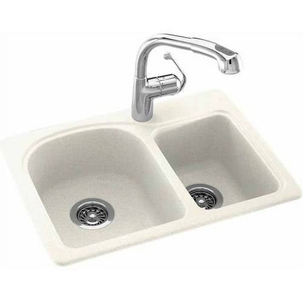 Dual Mount Composite Double Bowl Kitchen Sink in Bisque Finish