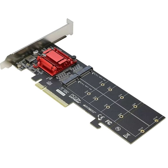 Dual NVMe PCIe Adapter High-Speed Storage Expansion Solution for Data Intensive Tasks for Video Editing and Gaming