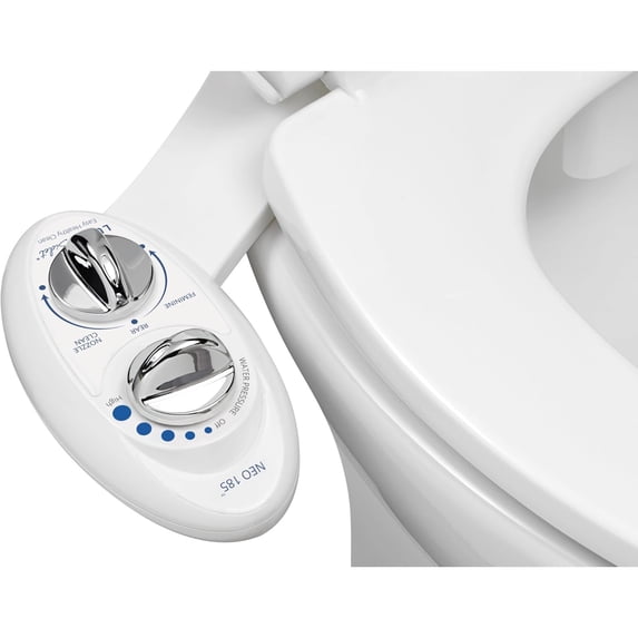 Dual Nozzle, Self-Cleaning, Non-Electric Bidet Attachment for Toilet Seat, Adjustable Water Pressure, Rear & Feminine Wash (White)