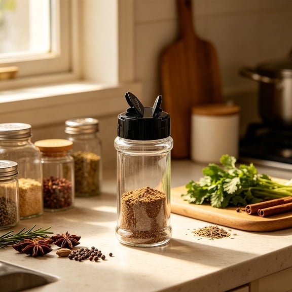 Dual Opening Butterfly Lid Spice Container Set Transparent Plastic Airtight Moisture Proof Seasoning Jar for Kitchen Camping Barbecue