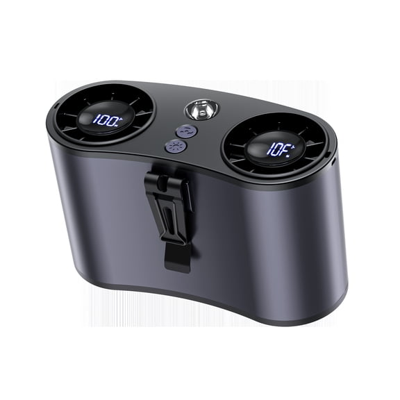 Dual-Outlet 20000mAh Waist Fan, 9500 RPM, 30H Runtime, 4 Wearing & 3 Light Modes, LED Display, USB-C, Powerful Airflow for Outdoor Camping Fishing Hiking