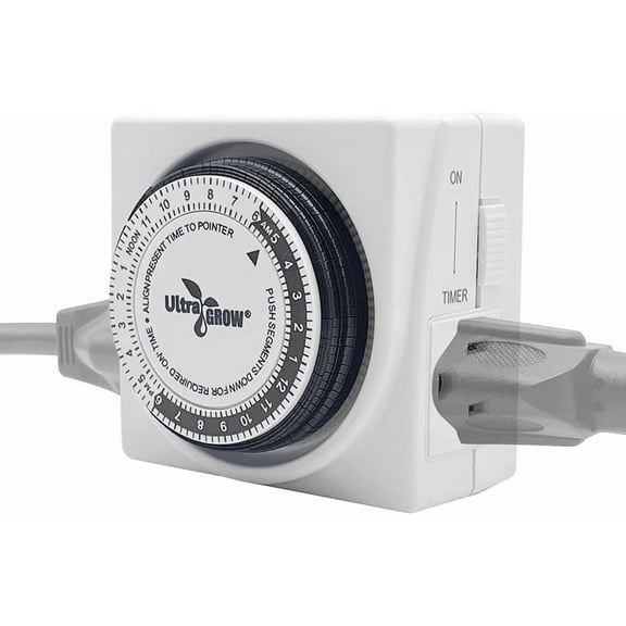 Dual Outlet 24 Hour 120V Mechanical Plug-in Timer Grounded, Wall Plug 3-Prong Outlet with On/Off Switch. Timer for Fans, Christmas Lights, Aquarium, Pins up and Down Program120-Volt