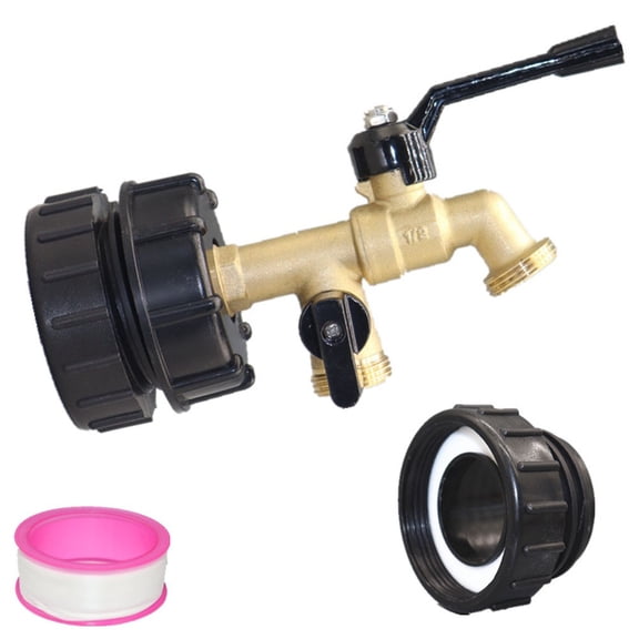 Dual Outlet Ibc Tote Fittings S60 Fine Wire Brass Double Tap Hose Adapter