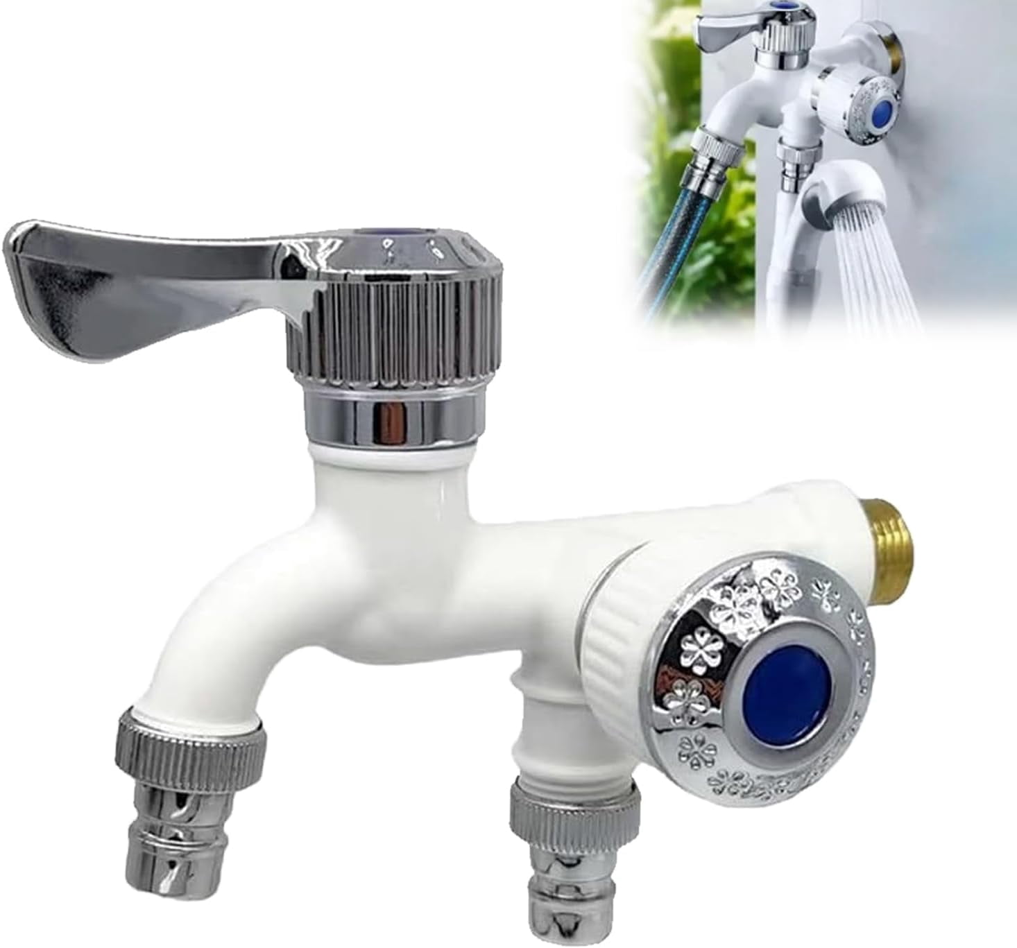 Dual-Outlet Plastic Washing Machine Faucet, 1-Inlet 2-Outlet Tap for ...