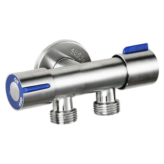 Dual Outlet Stainless Steel Faucet - Copper Core, 1-Inlet 2-Outlet, for Faucet & Washing Machine Hose, Easy Installation, Rust-Resistant