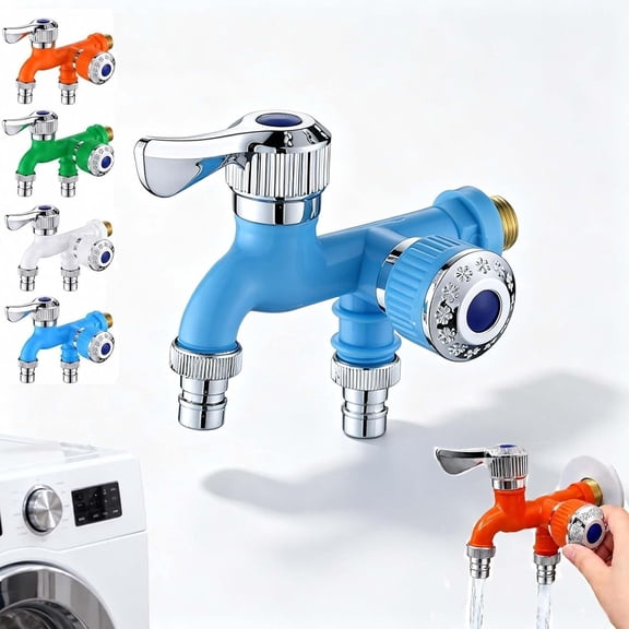 Dual-Outlet Washing Machine Faucet, Quick Connect Water Splitter,
Plastic Dual Outlet Faucet Adapter Washing Machine with Separate Controls, 4 Inch Universal, For Washer Dishwasher