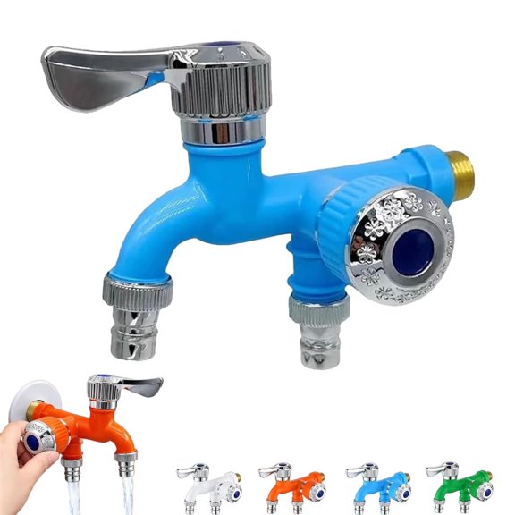 Dual Outlet Washing Machine Plastic Faucet, 1 in 2 Out Water Plastic Tap
