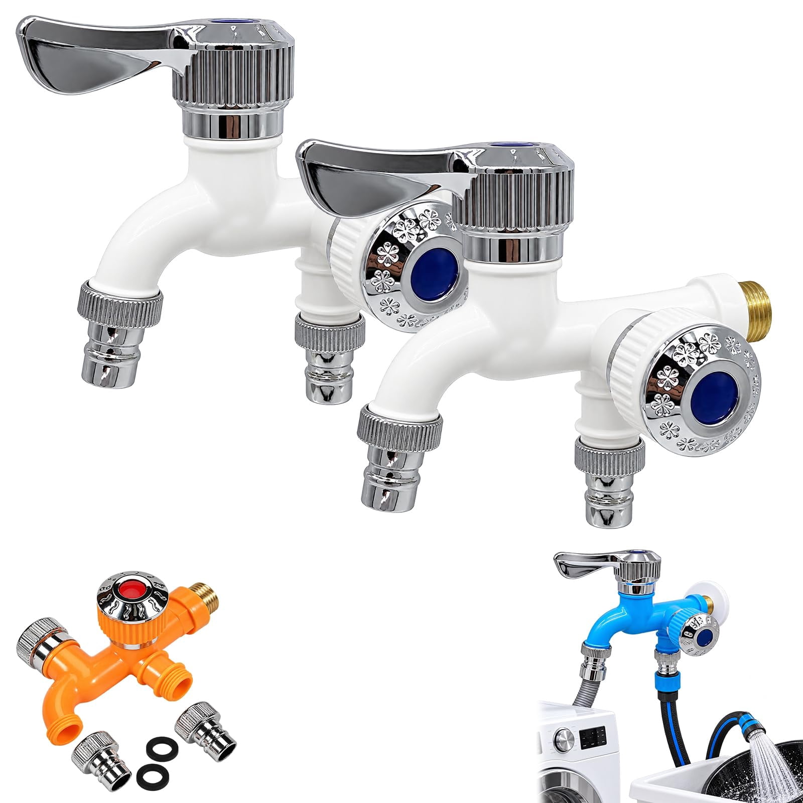 Dual Outlet Washing Machine Plastic Faucet, Quick Connect Splitter with ...