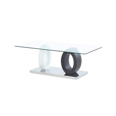 Dual Oval Base Style Cocktail Table - White & Grey