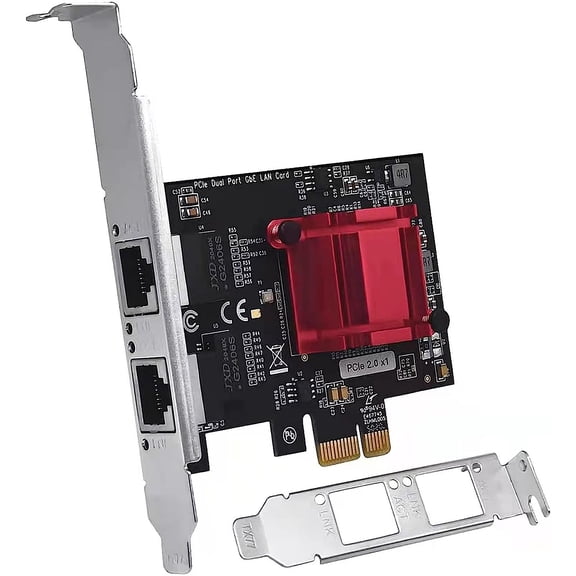 Dual PCIe Gigabit Network Card 1000M PCI Express Ethernet Adapter with Intel 82575/82576 Two Ports LAN NIC Card for Support PXE for Windows/Windows Server/Linux/Freebsd/DOS with Low Profile