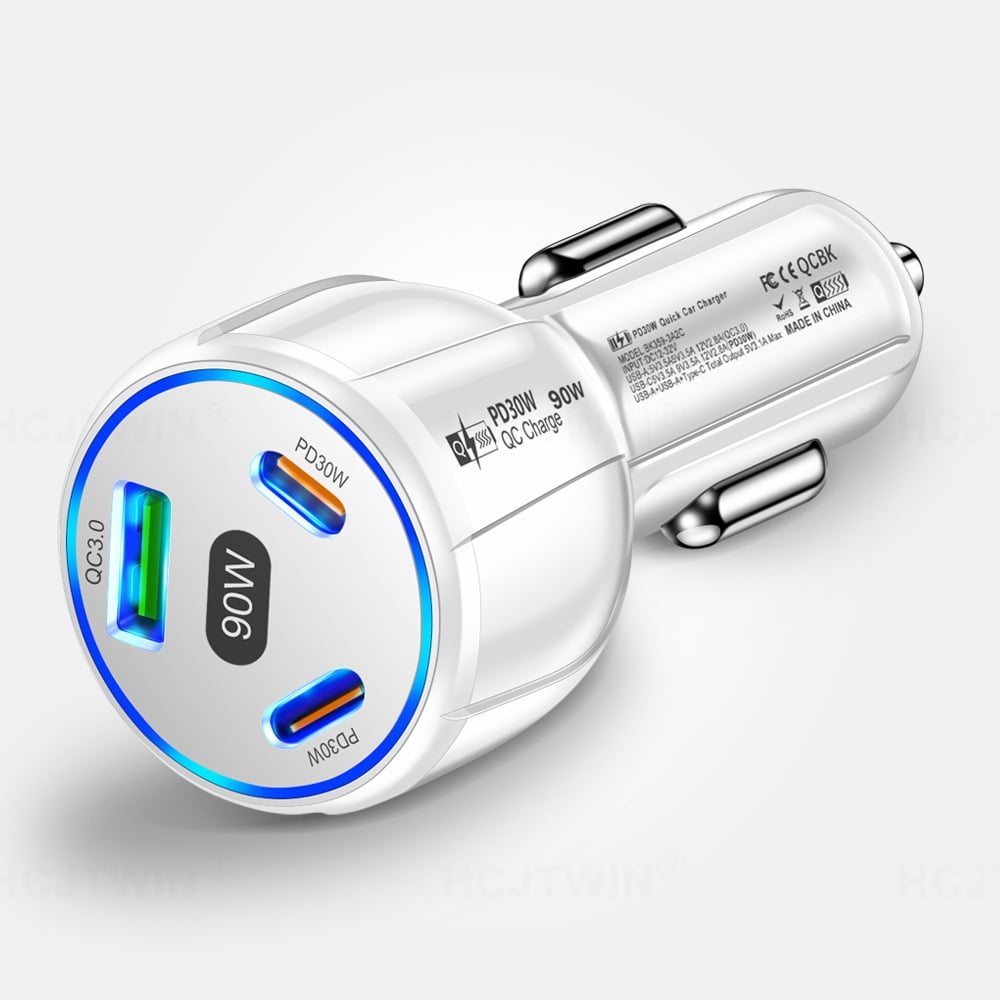 130W USB C Car Charger - PD 100W + 30W Fast Charging For IPhone, Galaxy, IPad, MacBook