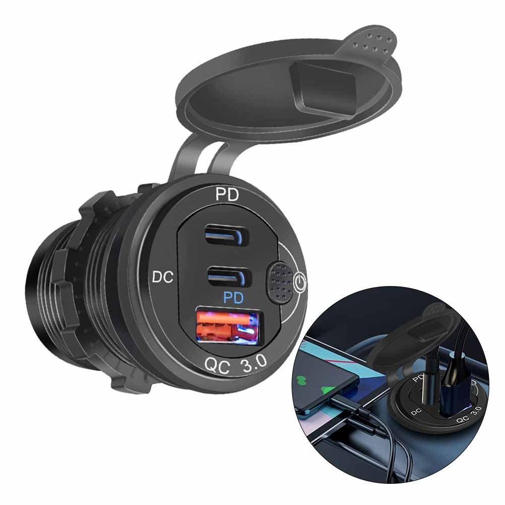 Dual Pd+Qc3.0 Port 12V/24V Fast Car Charger Socket Adapter