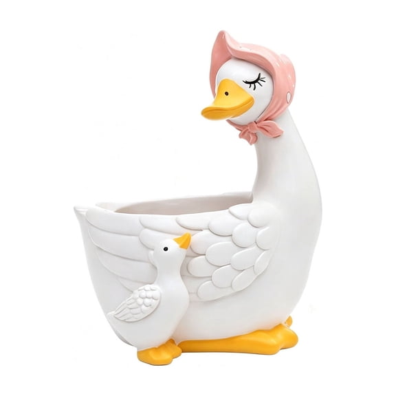Dual Parent Kid Goose ResinPot, Family Style Mini Flower Vase, Desktop Decor for Living Room, Balcony Plant Layout
