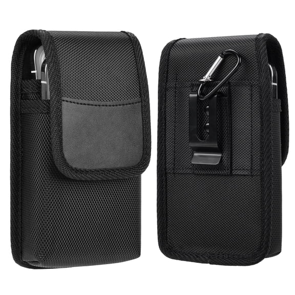 Dual Phone Holster, One Case for 2 Phones Nylon Holder Pouch, Double Cell Phone Belt Clip Holsters, Fit for iPhone 16e 11 12 13 14 15 16 Pro Max, Fit for Samsung Galaxy S20 S21 S22 S23 S24 S25 Plus