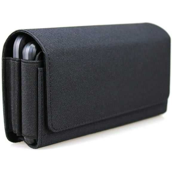 Dual Phone Holster Pouch Case for 2 Phones, Double Belt Clip iPhone (17 16 15 14 13 12 11) Pro Max/Plus, Galaxy (S25 S24 S23 S22 S21 S20) Ultra/Plus/Fe (Large)