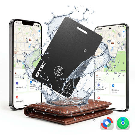 OTIC Ultra Thin Rechargeable Wallet Tracker Card, Bluetooth Anti-Lost Locator Compatible with Apple Find My & Android Find Hub, Waterproof Tag for Luggage, Keys and Backpacks