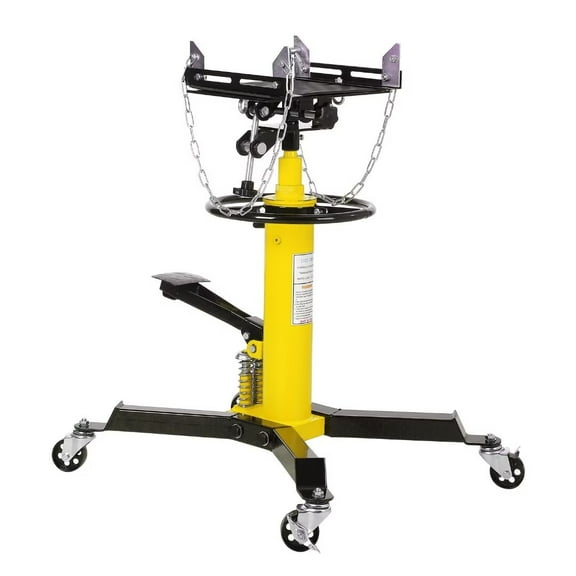 Dual Plunger Transmission Jack, 1322 lbs Hydraulic Telescoping Transmission Jack, 33.5"-69" High Lift 2-Stage Transmission Jack Stand with Foot Pedal, Swivel Wheel