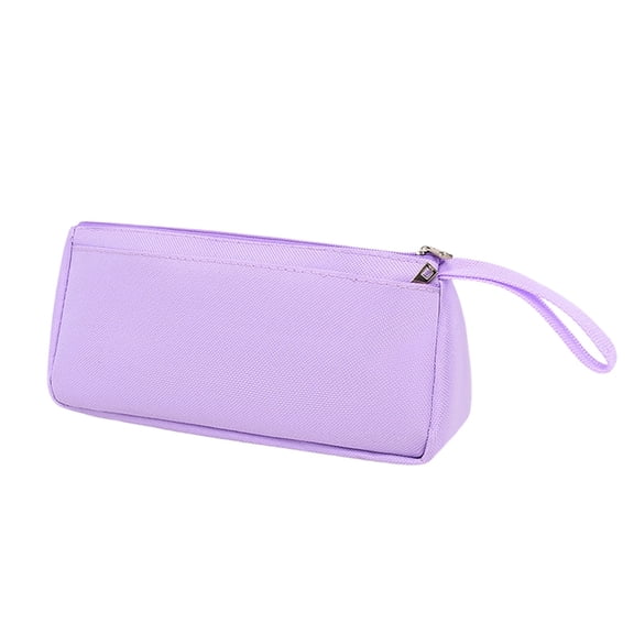 Dual-Pocket Divided Storage Large Capacity Woven Canvas Pencil Pouch Integrated Side Woven Hand Strap Spacious Rectangular Portable Organizer for Office