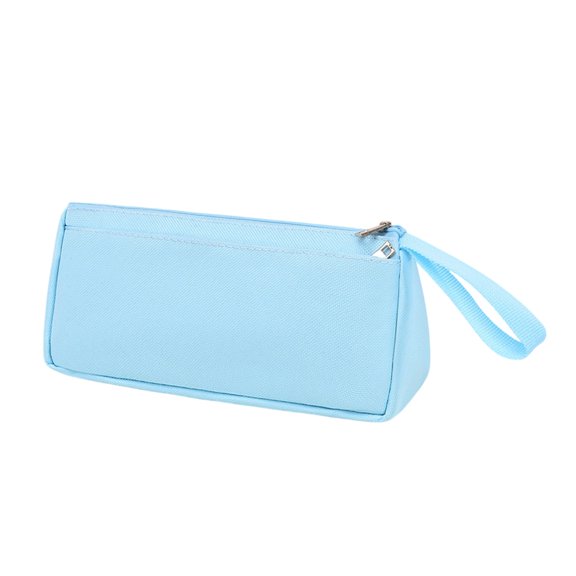 Dual-Pocket Divided Storage Large Capacity Woven Canvas Pencil Pouch Integrated Side Woven Hand Strap Spacious Rectangular Portable Organizer for Office