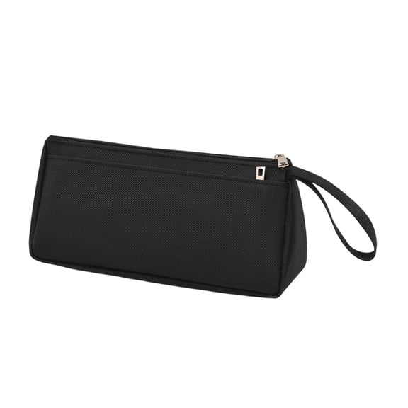 Dual-Pocket Divided Storage Large Capacity Woven Canvas Pencil Pouch Integrated Side Woven Hand Strap Spacious Rectangular Portable Organizer for Office