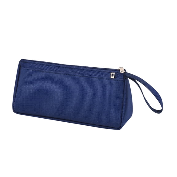 Dual-Pocket Divided Storage Large Capacity Woven Canvas Pencil Pouch Integrated Side Woven Hand Strap Spacious Rectangular Portable Organizer for Office