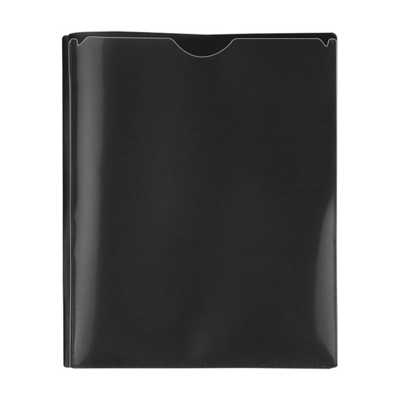 Dual Pocket Plastic File Folder with 3 Ring Binder, Clear Front Cover Organizer for Loose Leaf Papers, Waterproof Document Holder for School Office Home Business, Black