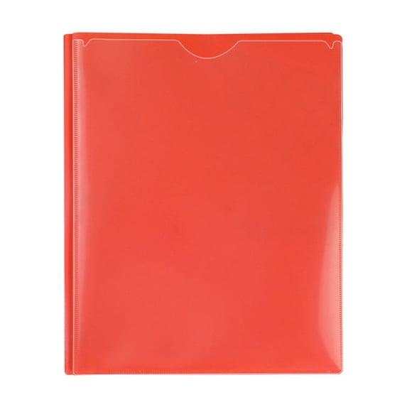 Dual Pocket Plastic File Folder with 3 Ring Binder, Clear Front Cover Sheet Insert, Durable Water Resistant Organizer for School Office Home Students Teachers, Red