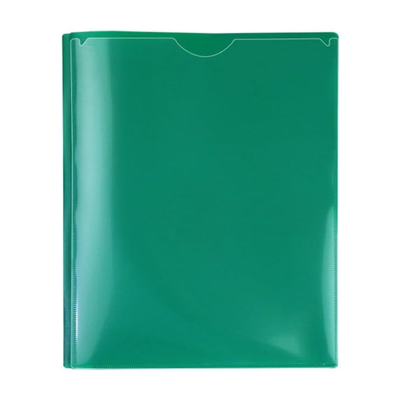 Dual Pocket Plastic Folder with 3 Ring Binder, Clear Front Sleeve Document Organizer for Loose Leaf Papers, School Office Home Use, Green PP Material
