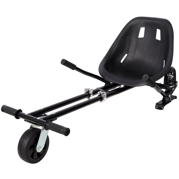 Dual Pole Hoverboard Go Kart Attachment for 6.5 8 10 Hoverboards, Adjustable Seat Frame with Dual Shock Absorbers, Black Steel Hover Cart for Family Fun