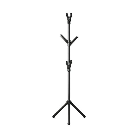 Dual Pole Iron Coat Rack, Sturdy Dual Pole Iron Coat Rack, Vertical Floor Standing Garment Holder, Space Saving Storage Furniture for Bedroom Entryway Household Daily Clothes Arrangement