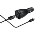 thumbnail image 1 of Dual Port Adaptive Fast Vehicle Car Charger for CAT S50 [1 Car Charger + 5 FT Micro USB Cable] Dual voltages for up to 60% Faster Charging! Black, 1 of 3