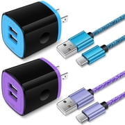 Charging Block, 2 PCS Type C Charger Block Dual Port Fast Charging Block 2.1A USB Wall Charger Adapter Plug with 2 PCS Type C Cable 6FT Phone Charger Charging Cord for Samsung Android Charger