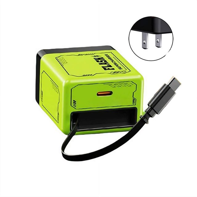 Dual-Port GaN Fast Charger with Built-in Retractable USB-C Cable, 22.5W ...