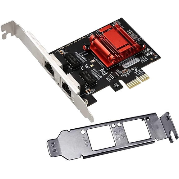 Dual-Port PCIe Gigabit Network Card 1000M PCI Express Ethernet Adapter with Intel 82575/82576 Two Ports LAN NIC Card for Support PXE for Windows/Windows Server/Linux/Freebsd /DOS with Low Profile