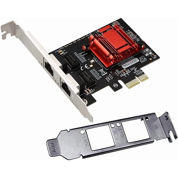 Dual-Port PCIe Gigabit Network Card 1000M PCI Express Ethernet Adapter with Intel 82575/82576 Two Ports LAN NIC Card for Support PXE for Windows/Windows Server/Linux/Freebsd/DOS with Low Profile