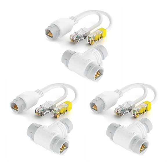 Dual Port POE Splitter Adapter, Networking Cable RJ45 Connector for Security Cameras and Monitoring Systems POE Extender