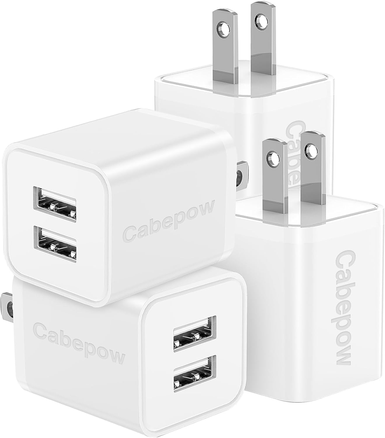 Dual Port USB Charger Block, [4Pack] Fast Charging Blocks 5V 2.1A,USB ...